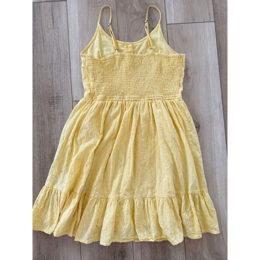 Japna Butter Yellow Eyelet Ruffle Hem Sun Dress Smocked Back Boho Summer M - Picture 7 of 15